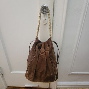 Carlos Falchi Brown Suede Medium Hobo Bag Southwestern‎ Boho Cowgirl
